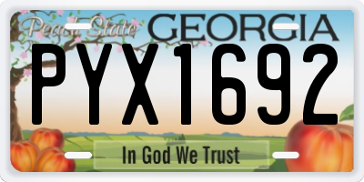 GA license plate PYX1692