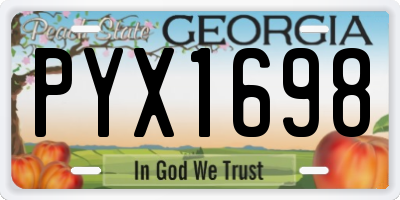 GA license plate PYX1698