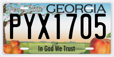 GA license plate PYX1705