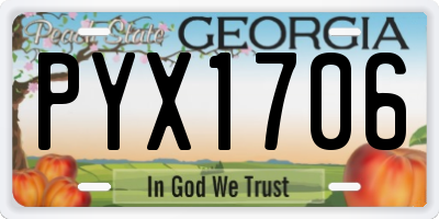 GA license plate PYX1706