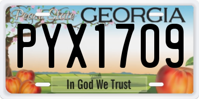 GA license plate PYX1709