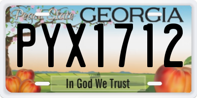 GA license plate PYX1712