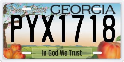 GA license plate PYX1718