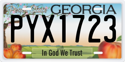 GA license plate PYX1723