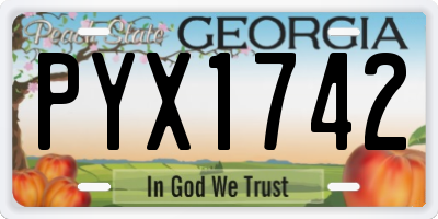 GA license plate PYX1742