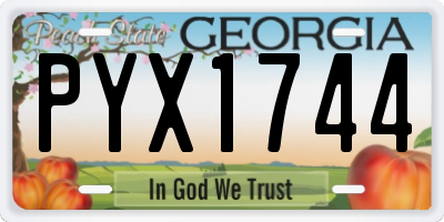 GA license plate PYX1744