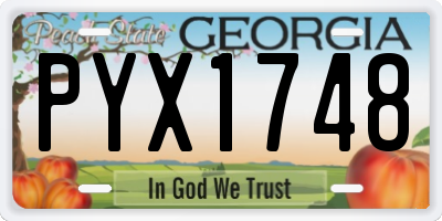 GA license plate PYX1748