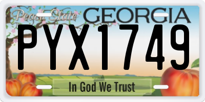 GA license plate PYX1749