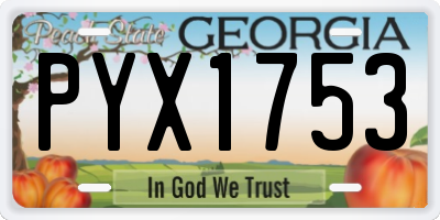GA license plate PYX1753