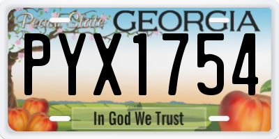 GA license plate PYX1754