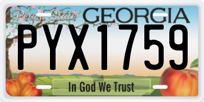 GA license plate PYX1759