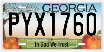 GA license plate PYX1760