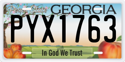 GA license plate PYX1763