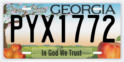 GA license plate PYX1772