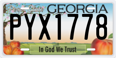 GA license plate PYX1778
