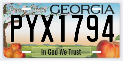 GA license plate PYX1794