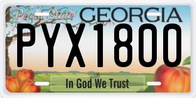 GA license plate PYX1800