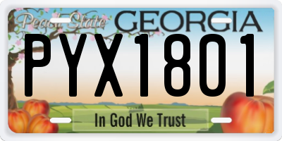 GA license plate PYX1801