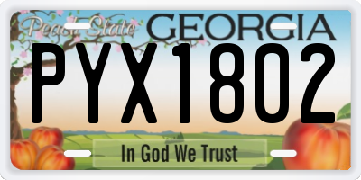 GA license plate PYX1802