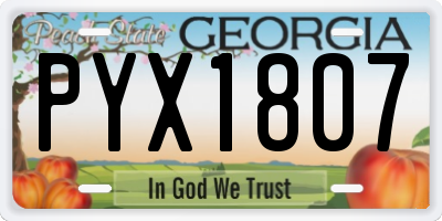 GA license plate PYX1807