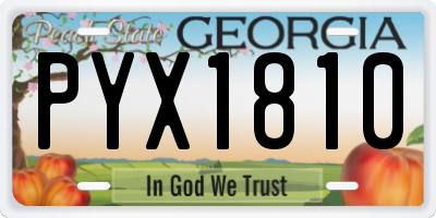 GA license plate PYX1810
