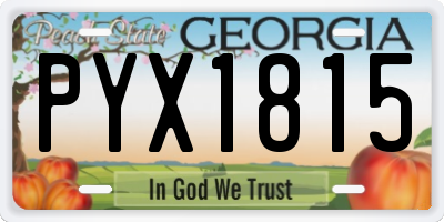 GA license plate PYX1815