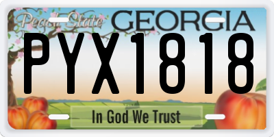 GA license plate PYX1818