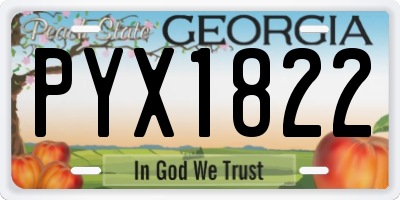 GA license plate PYX1822