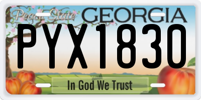 GA license plate PYX1830
