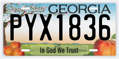 GA license plate PYX1836