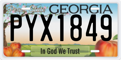 GA license plate PYX1849