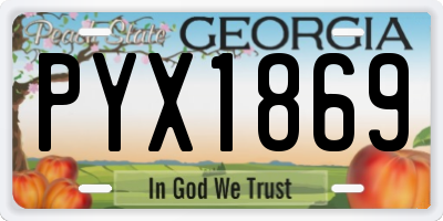 GA license plate PYX1869