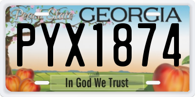 GA license plate PYX1874