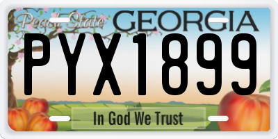 GA license plate PYX1899