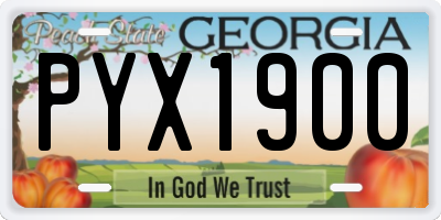 GA license plate PYX1900