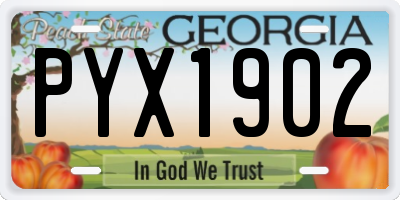 GA license plate PYX1902