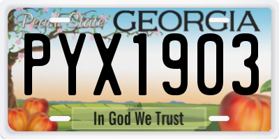 GA license plate PYX1903