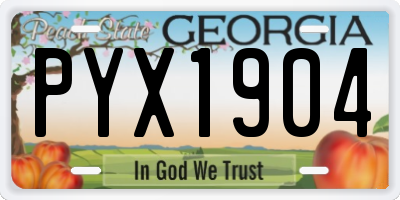 GA license plate PYX1904