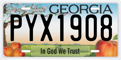 GA license plate PYX1908