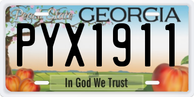 GA license plate PYX1911