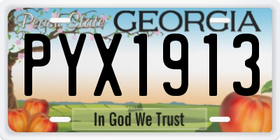 GA license plate PYX1913
