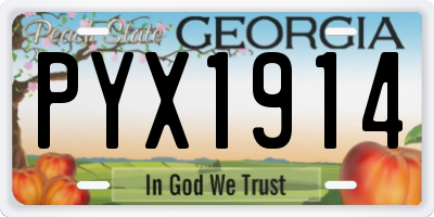 GA license plate PYX1914