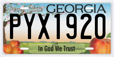 GA license plate PYX1920
