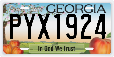 GA license plate PYX1924