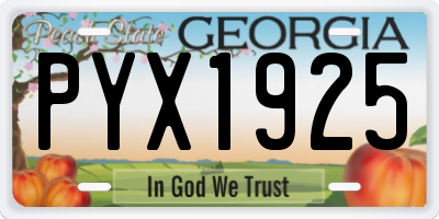 GA license plate PYX1925
