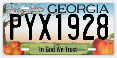 GA license plate PYX1928