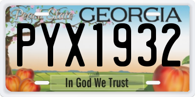 GA license plate PYX1932