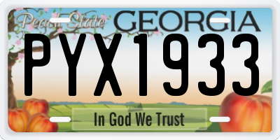 GA license plate PYX1933