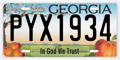 GA license plate PYX1934