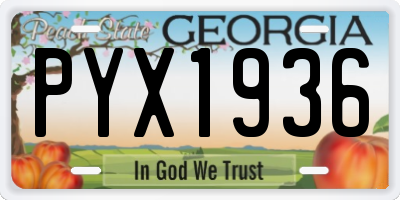 GA license plate PYX1936